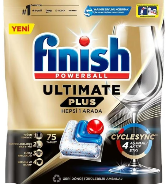 FINISH BULAŞIK MAKİNESİ DETERJANI TABLET POWERBALL ULTIMATE PLUS 75 Lİ