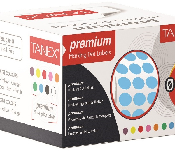 TANEX NOKTA ETİKETİ 10 MM 5000 Lİ MAVİ TEKLİ KUTU