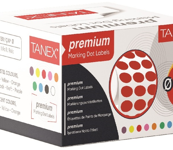 TANEX NOKTA ETİKETİ 10 MM 5000 Lİ KIRMIZI TEKLİ KUTU
