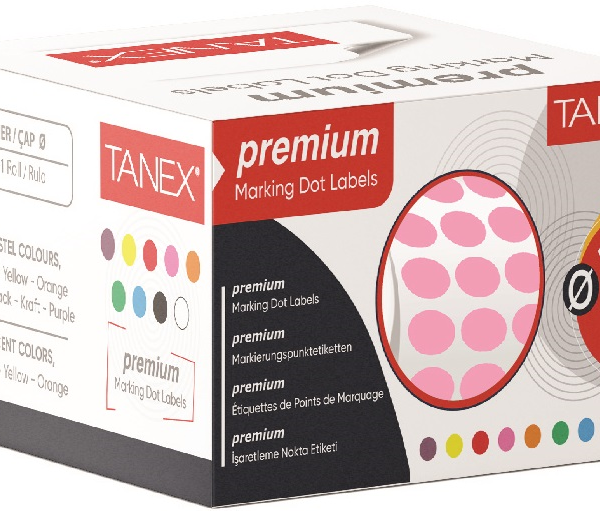 TANEX NOKTA ETİKETİ 10 MM 5000 Lİ PEMBE TEKLİ KUTU