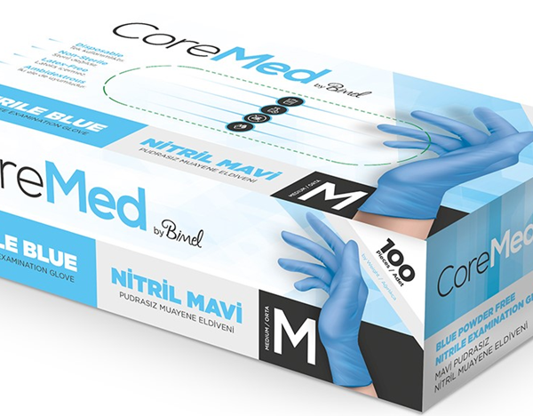 COREMED MUAYENE ELDİVENİ NİTRİL MAVİ TG 100 ADET (M)