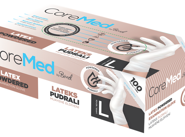 COREMED MUAYENE ELDİVENİ LATEKS PUDRALI TG 100 ADET (L)