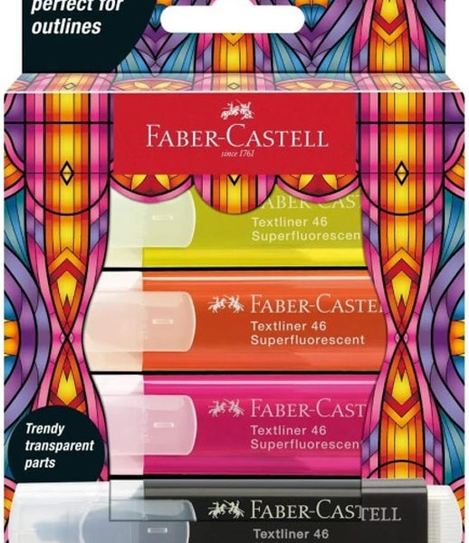 FABER FOSFORLU KALEM GLASSY NEON 4 LÜ SET 10 LU STAND 254693